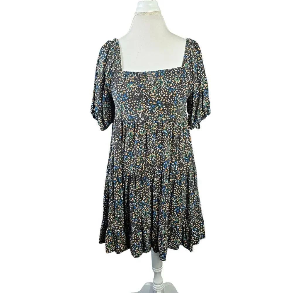 Wild Fable Multicolored Smocked Puff Sleeve Sundress